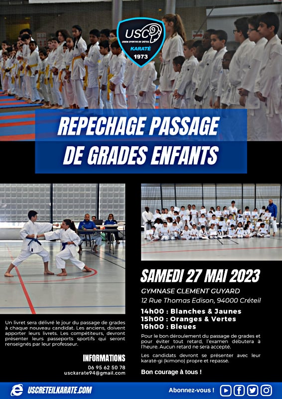 Repêchage passage de grades enfants